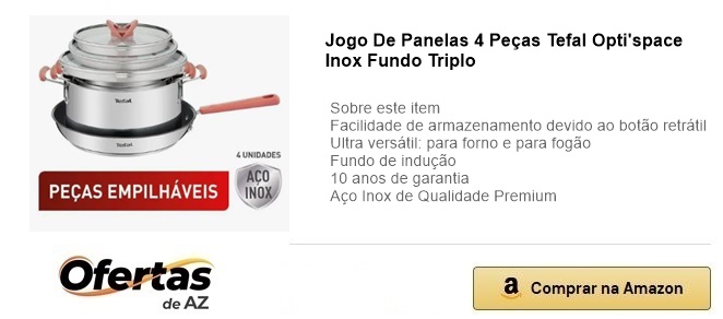 Jogo de Panelas 4 Peças Tefal Opti'space em Inox com Fundo Triplo